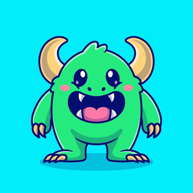 Cute Monster Kid Cartoon Vector Icon Illustration. Monster Holiday Icon Concept Isolated Premium Vector. Flat Cartoon Style
