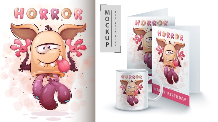 Free Vector cute monster - poster and merchandising