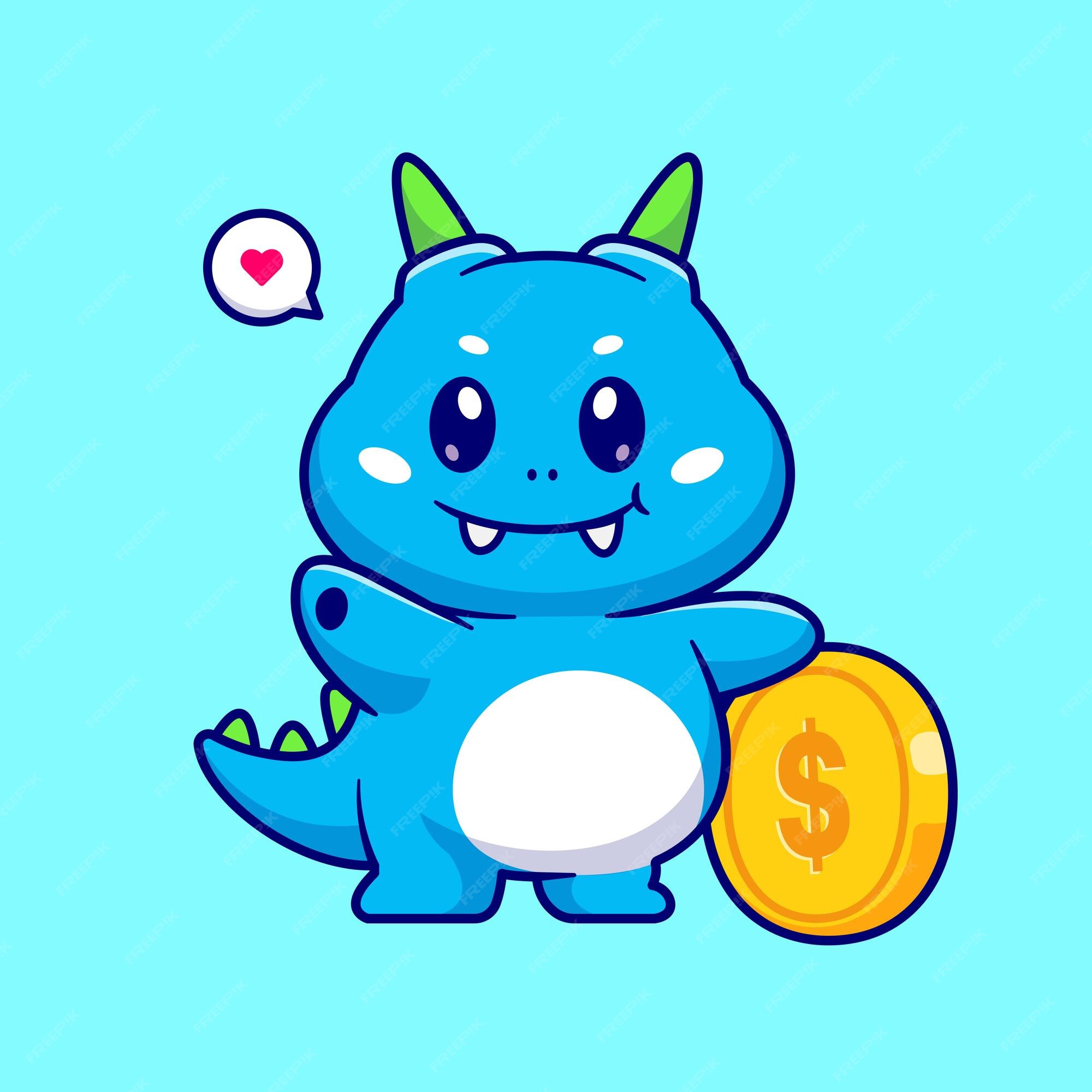 Free Vector | Cute monster with gold coin cartoon vector icon illustration. monster finance icon concept isolated Free Vector | Cute monster with gold coin cartoon vector icon illustration. monster finance icon concept isolated