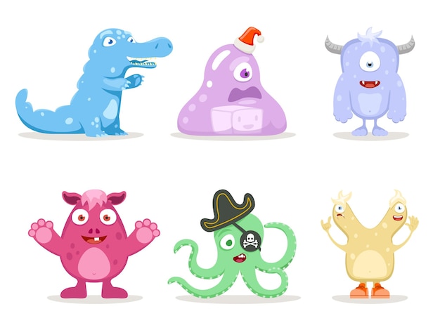 Cute monsters. cartoon monsters   set.