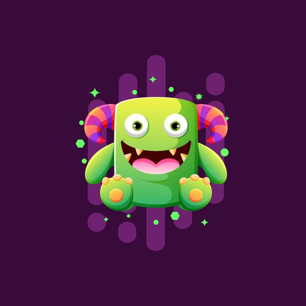 かわいいモンスターイラスト プレミアムベクター
