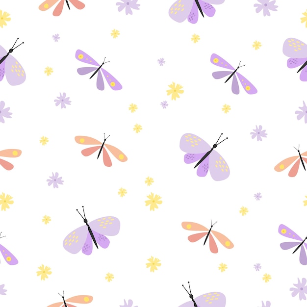 cute moth seamless pattern