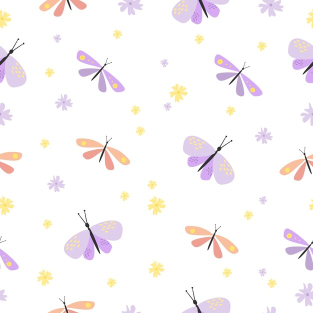 cute moth seamless pattern