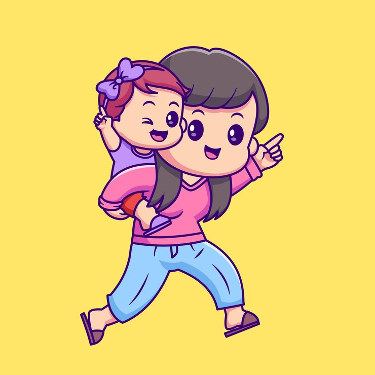 Free Vector cute mother holding baby cartoon vector icon illustration people family icon isolated flat vector