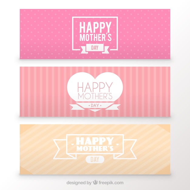 Cute mother's day banners in soft tones