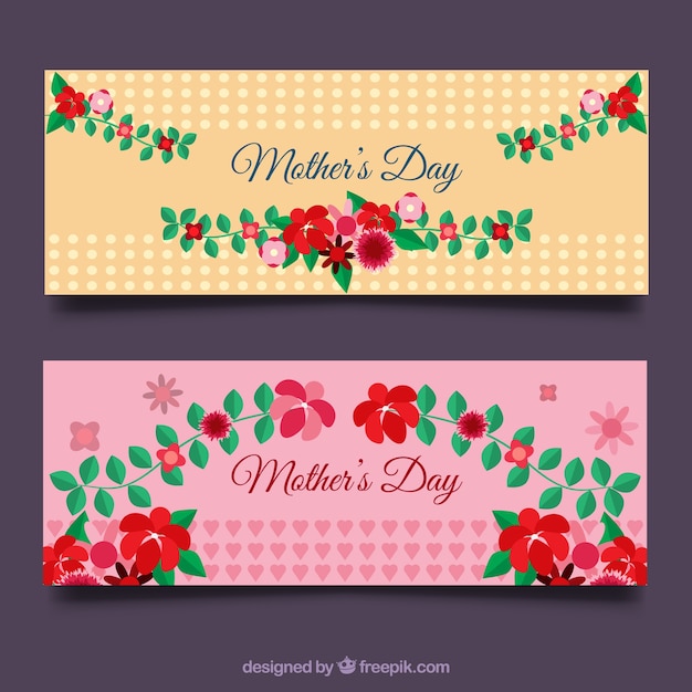 Cute mother's day banners with flowers