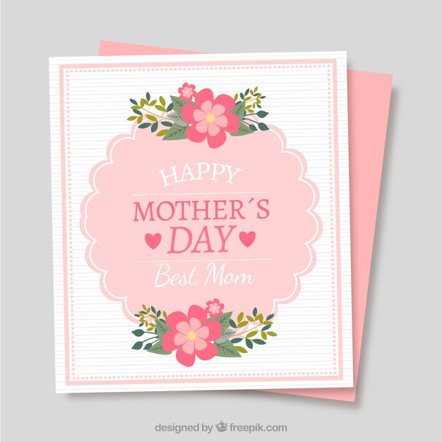 cute mother's day card with fantastic flowers