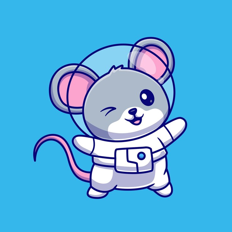 Free Vector cute mouse astronaut cartoon vector icon illustration animal science icon isolated flat vector
