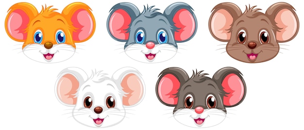 Free vector cute mouse cartoon characters