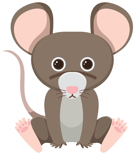 Free vector cute mouse in flat style isolated