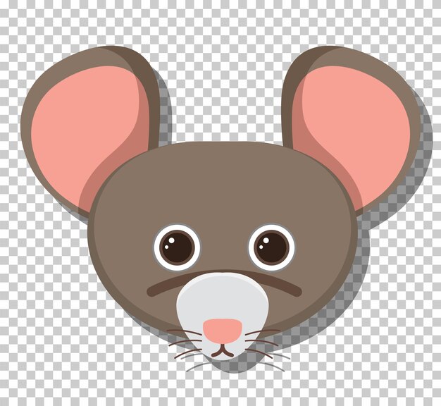Cute mouse head in flat cartoon style