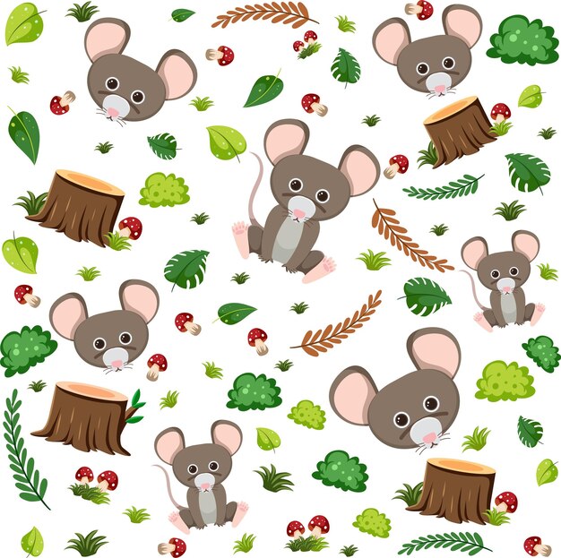 Cute mouse seamless pattern