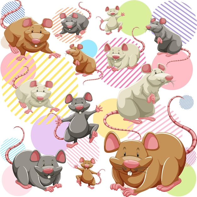 Free vector cute mouse seamless pattern