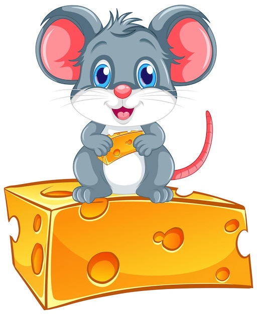 Free vector cute mouse with big cheese