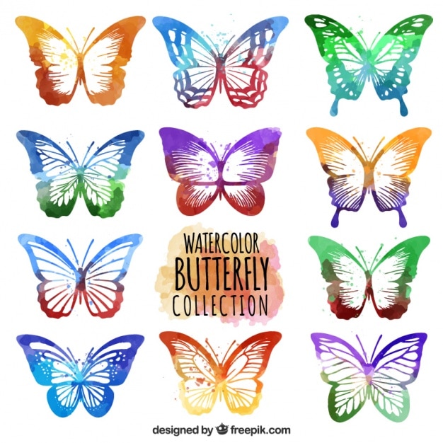 Vettore gratuito carino multicolori farfalle decorativi