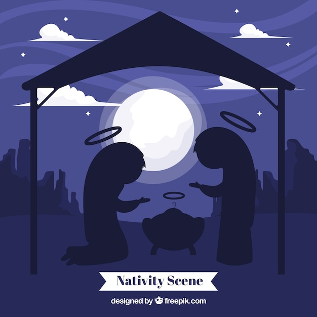 Free vector cute nativity scene
