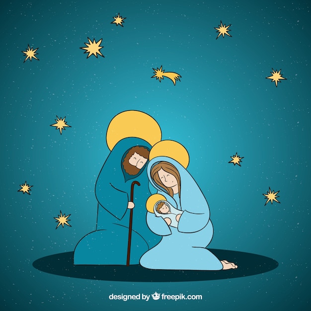 Free vector cute nativity scene