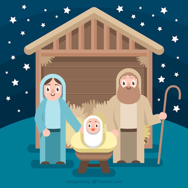 Free vector cute nativity scene