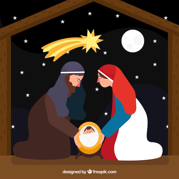 Vettore gratuito presepe carino