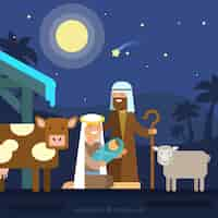 Free vector cute nativity scene