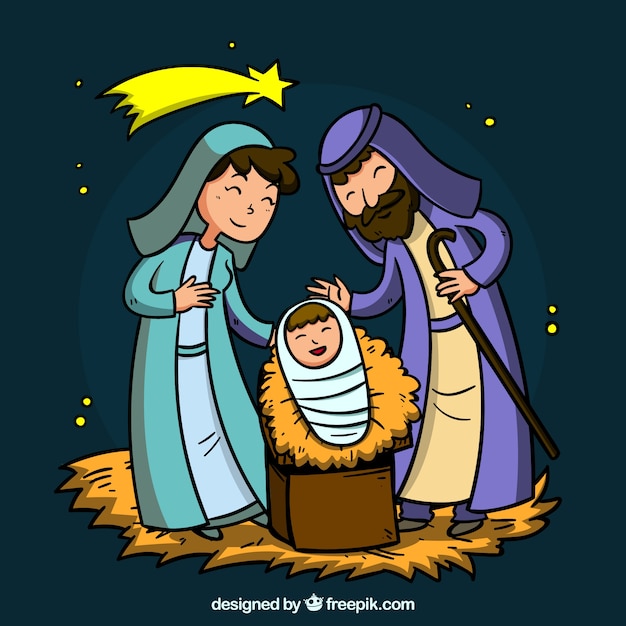 Free vector cute nativity scene