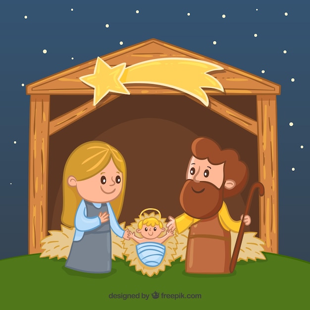 Free vector cute nativity scene