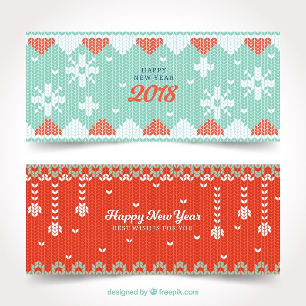 Free Vector cute new year 2018 party banners