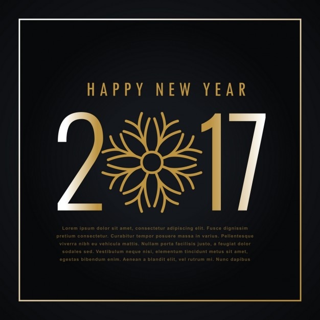 Free vector cute new year background 2017 with golden snowflake