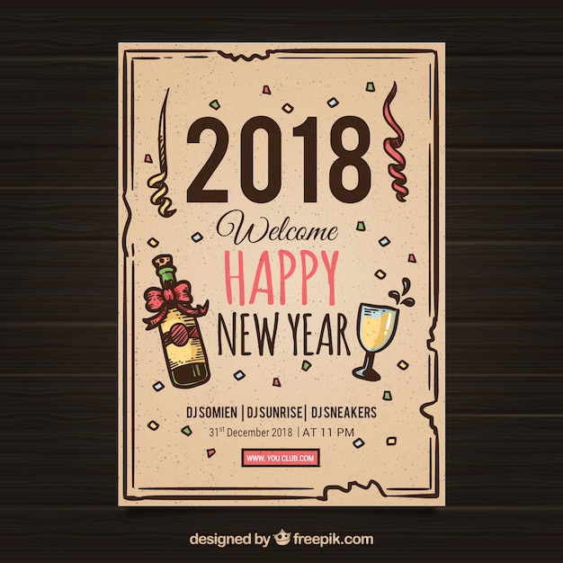 Cute new year flyer template