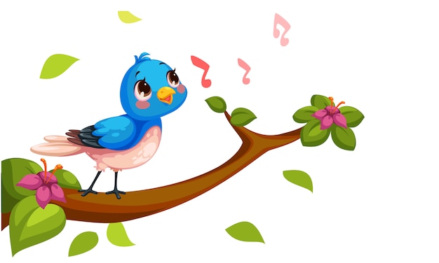 Free vector cute nightingale singing cartoon vector