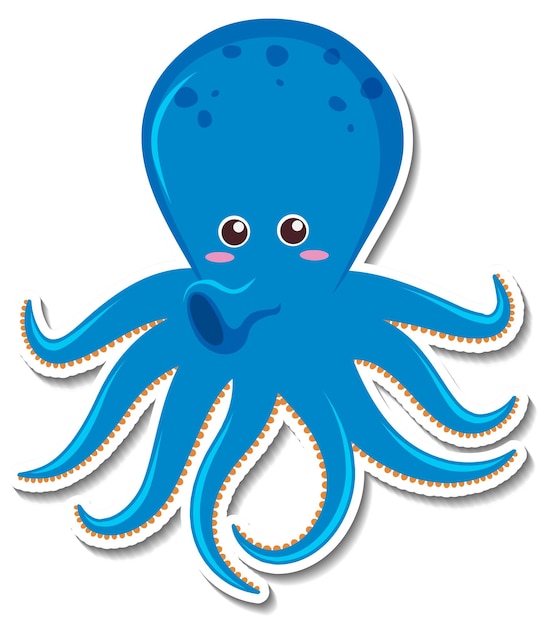 Cute octopus cartoon character sticker