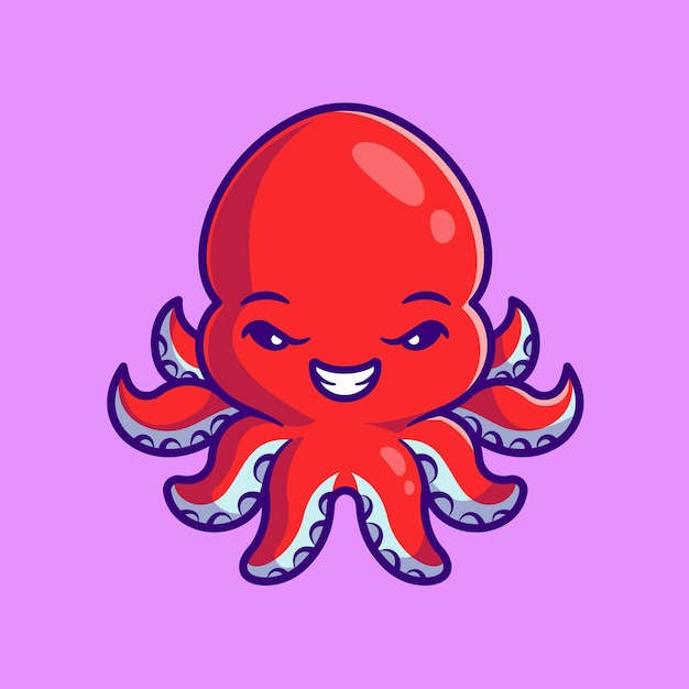 Free vector cute octopus cartoon vector icon illustration. animal nature icon concept isolated premium vector. flat cartoon style