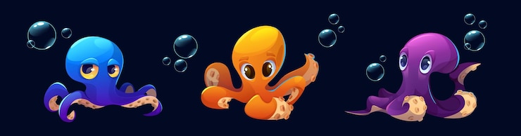 Free Vector cute octopus character sea baby squid cartoon