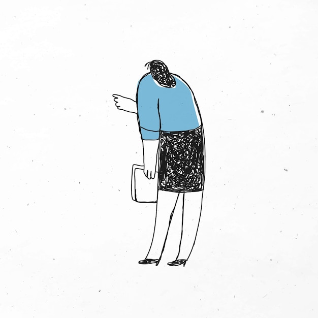 Бесплатное векторное изображение Милая офисная женщина, держащая бумаги каракули значок