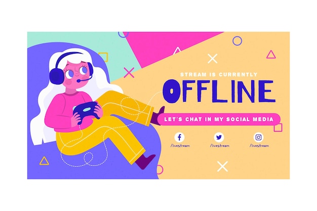 Cute offline twitch banner concept