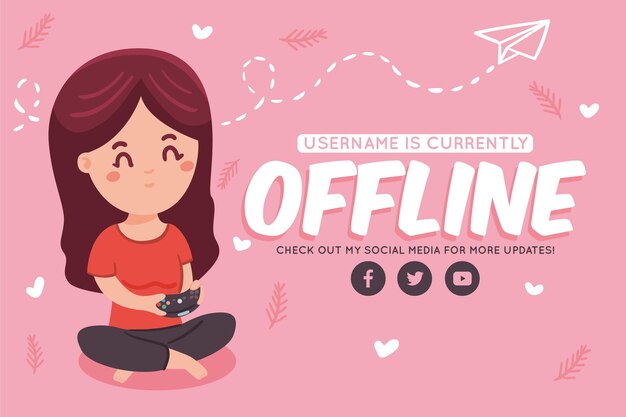 Cute offline twitch banner template