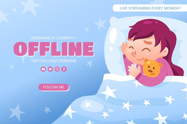 Cute offline twitch banner