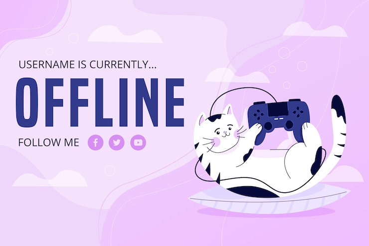 Free Vector cute offline twitch banner