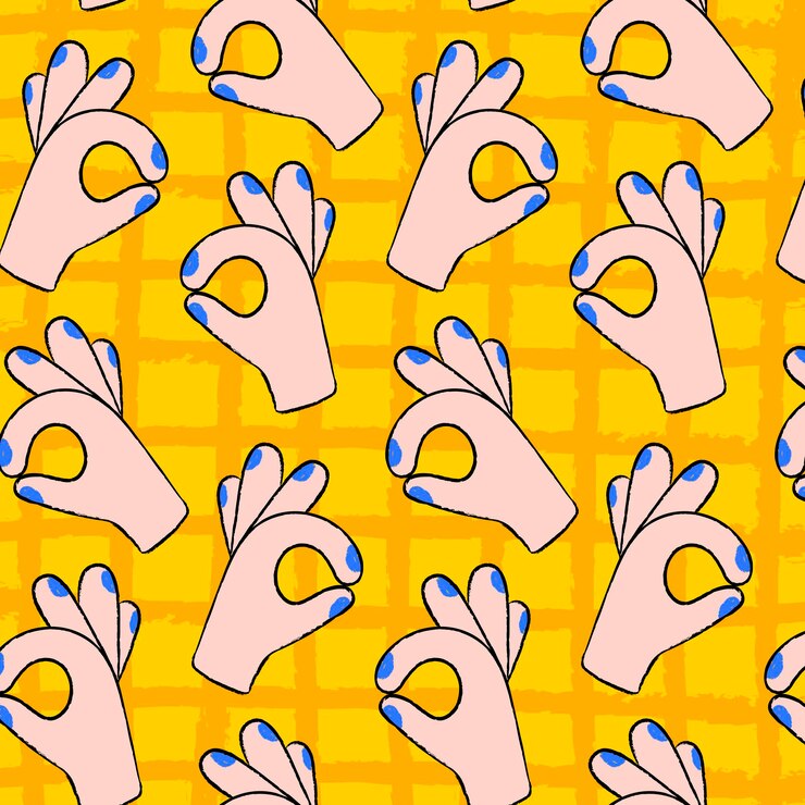 Free Vector cute ok hand background, gesture pattern in doodle design vector