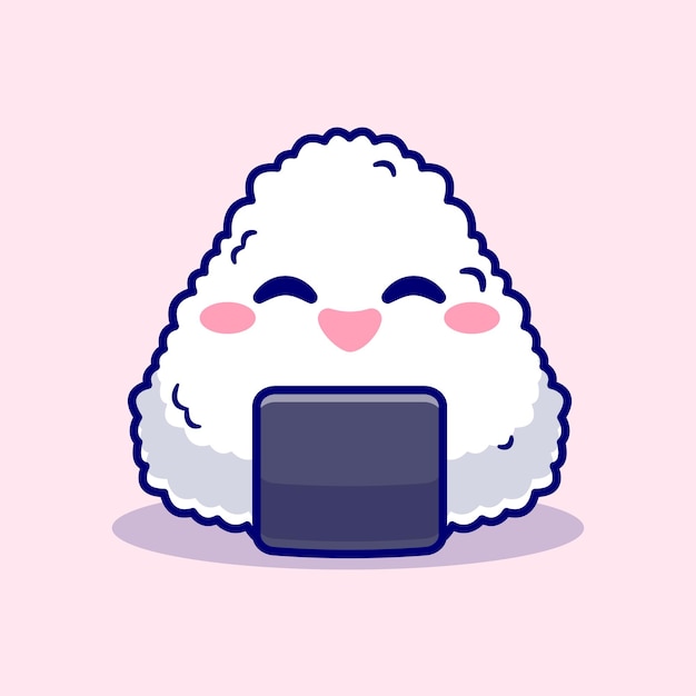 Cute onigiri sushi food cartoon vector icon illustration food holiday icon concept isolated flat