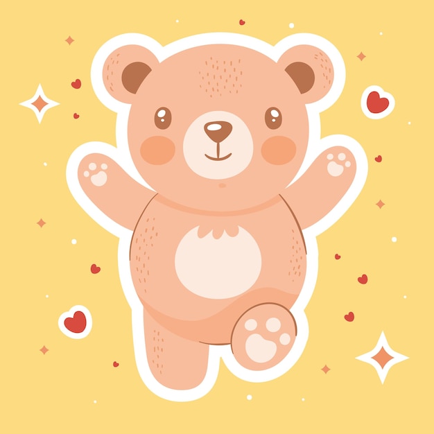 Free vector cute orange bear celebrating