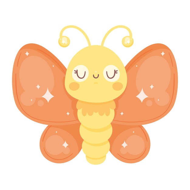 Free vector cute orange butterfly flying