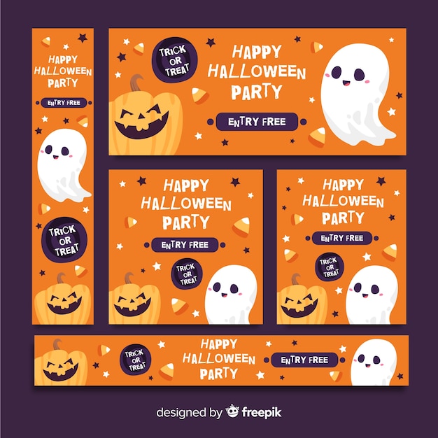 Cute orange halloween banner web