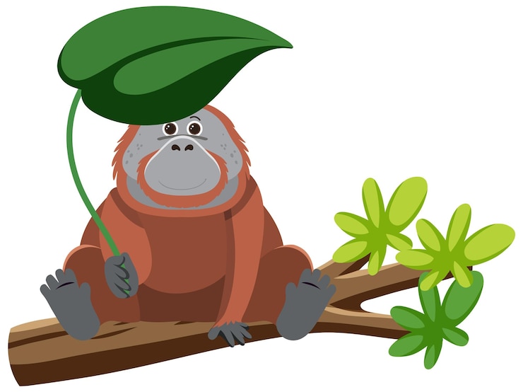 Free Vector cute orangutan in flat style isolated