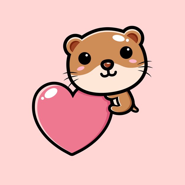 かわいいカワウソ漫画イラスト 分離された動物の性質の概念 フラット漫画スタイル 無料のベクター