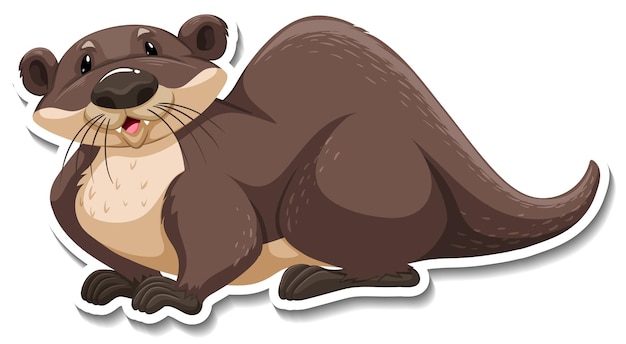 Free vector cute otter wild animal cartoon sticker