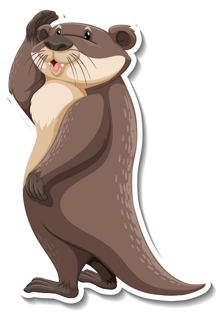 Free vector cute otter wild animal cartoon sticker