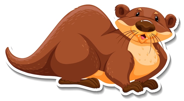 Cute otter wild animal cartoon sticker