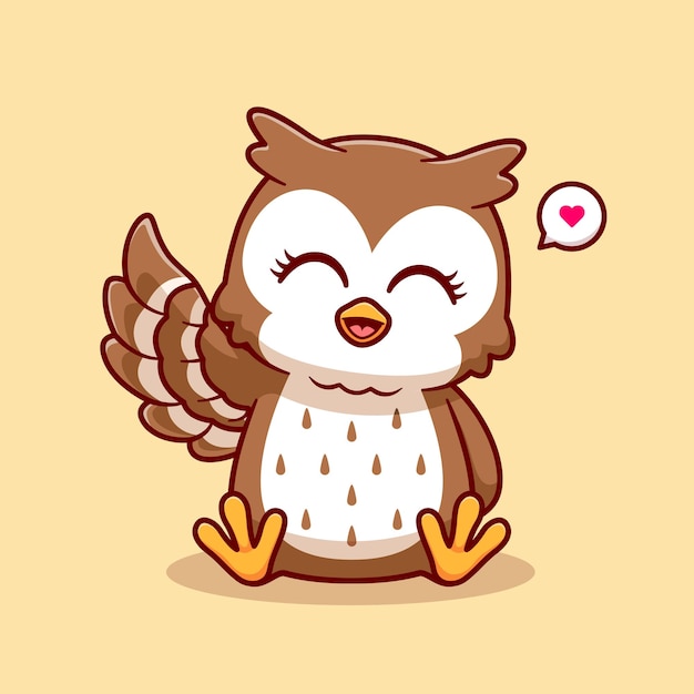 Free vector cute owl waving hand cartoon vector icon illustration. animal nature icon concept isolated premium