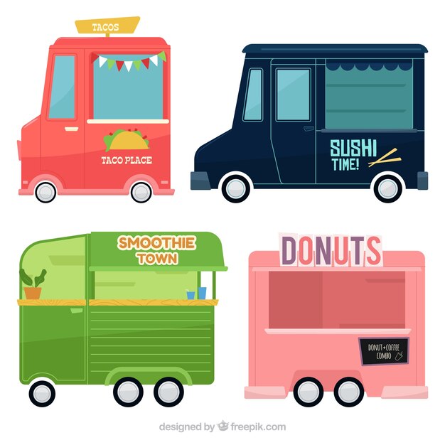 Cute pack of original food trucks